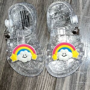 Toddler girls clear rainbow jellies size 3/4 like new